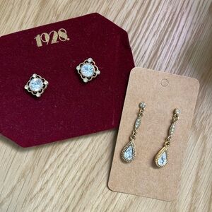 1928 Gold Drop and Stud Earrings Bundle